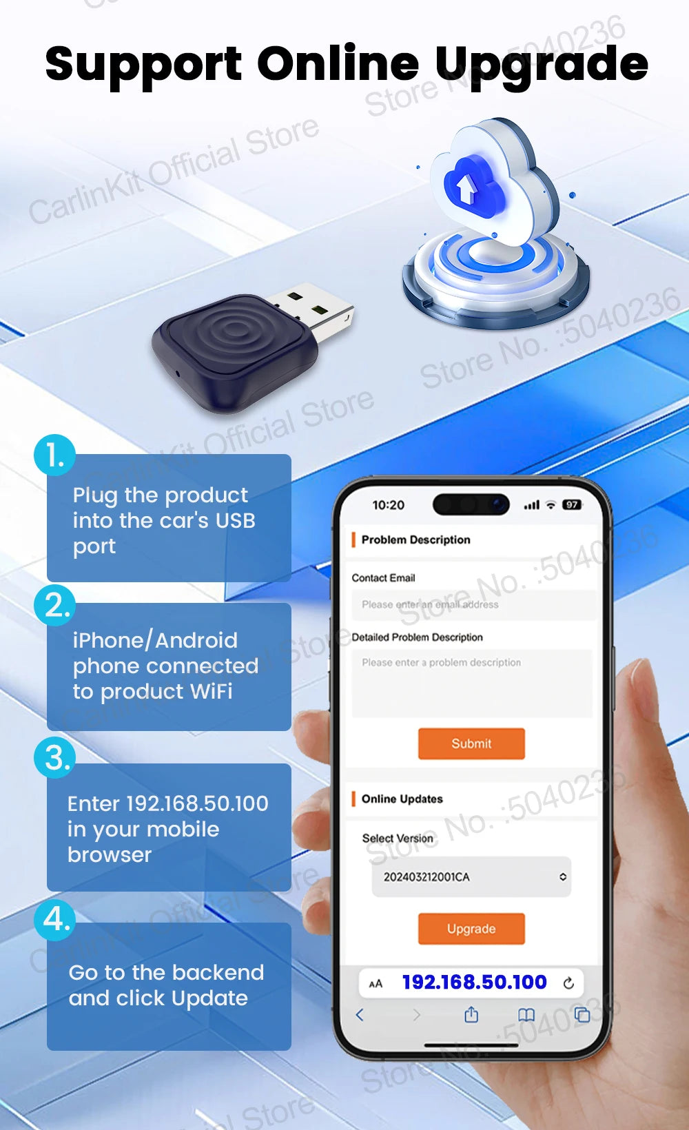 CarlinKit 5.0 Mini Ultra Wireless Adapter Wireless CarPlay Android Auto For OEM Car Plug and Play WiFi Bluetooth Auto Connection