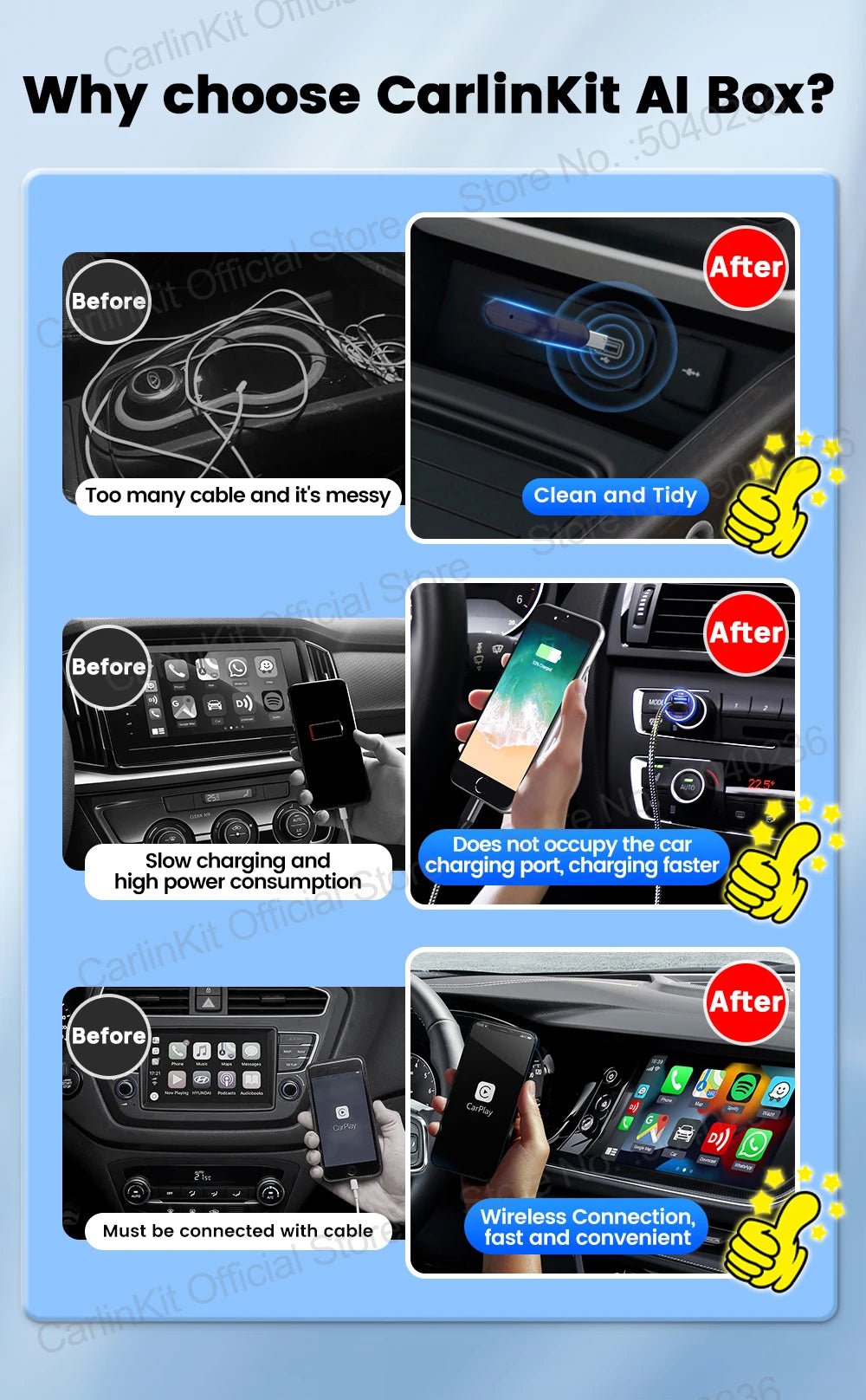 CarlinKit 5.0 Mini Ultra Wireless Adapter Wireless CarPlay Android Auto For OEM Car Plug and Play WiFi Bluetooth Auto Connection