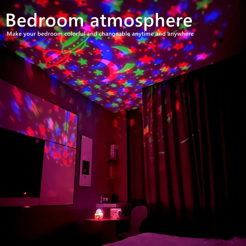 LED Starry Night Sky Projector Aurora USB Remote Control RGB Galaxy Light 7 Modes for Home Bedroom Game Room Party Decoration